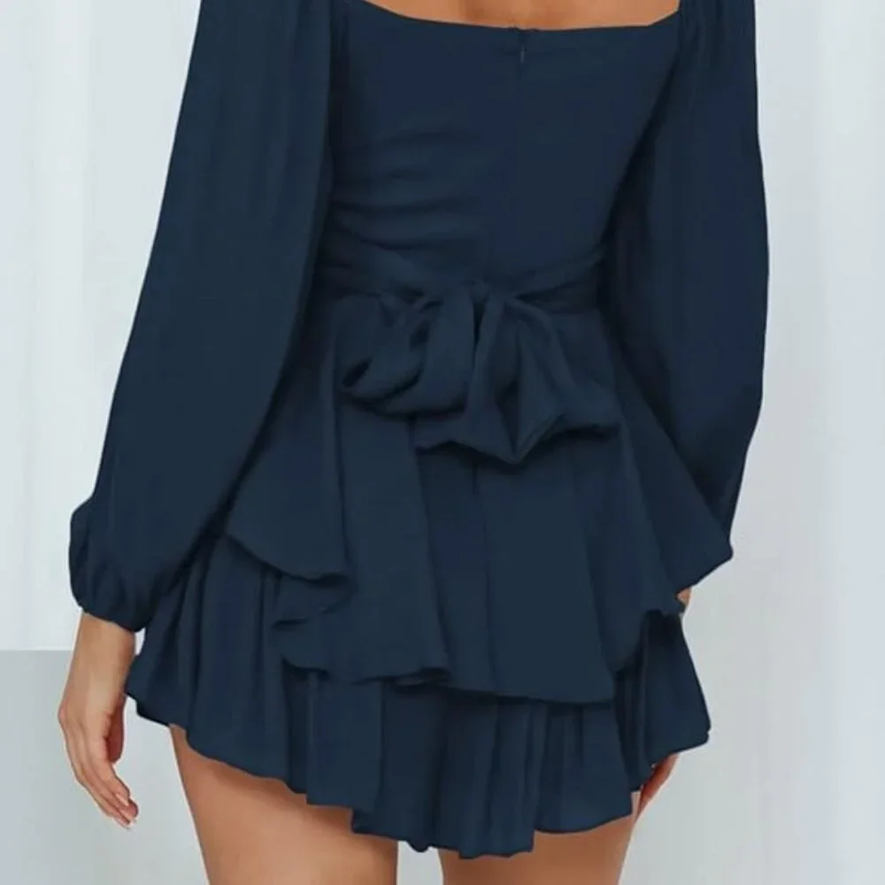 Boho Blue Ruffle Romper - Picture 4 of 5